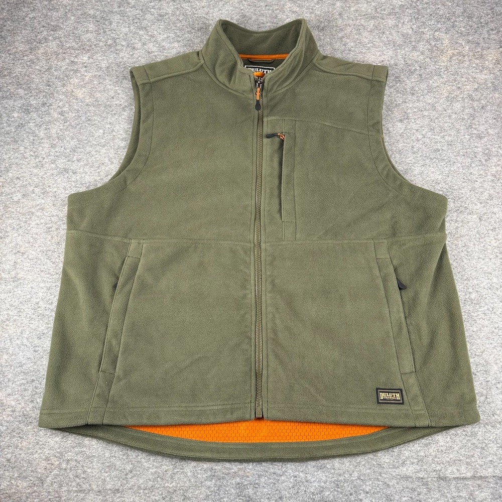 Duluth Trading Shoreman's Fleece Gridlock Vest Full Zip Green Mens 2XL XXL